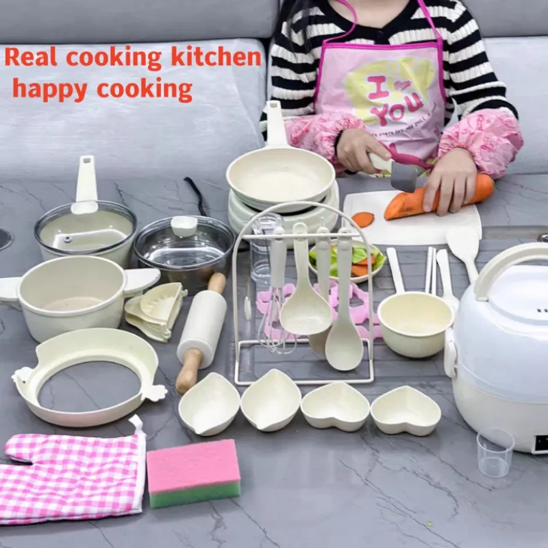 

Mini Kitchenette Children'S Educational Toys Boy And Girl Pretend Play Kitchenette Full Set Real Cooking Chidren Birthday Gifts