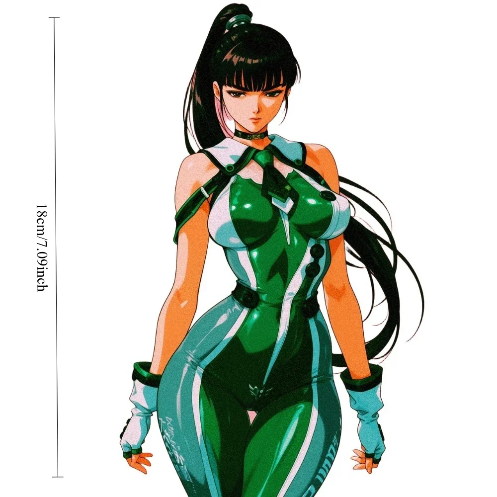 Retro Anime Girl 2D Flat Waterproof Vinyl Sticker, Decal for Car Bumper Window Laptop Helmet Decor