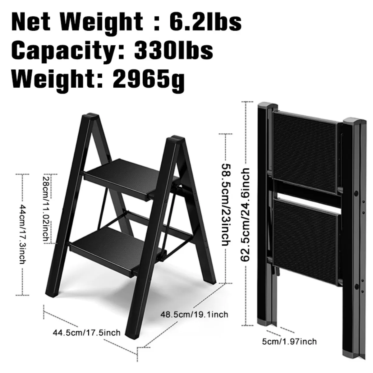 Ladder Folding Step Stool with Extra Wide Treads Portable Lightweight Home Ladder Kitchen Ladder Easy to Store Space Saving Capa