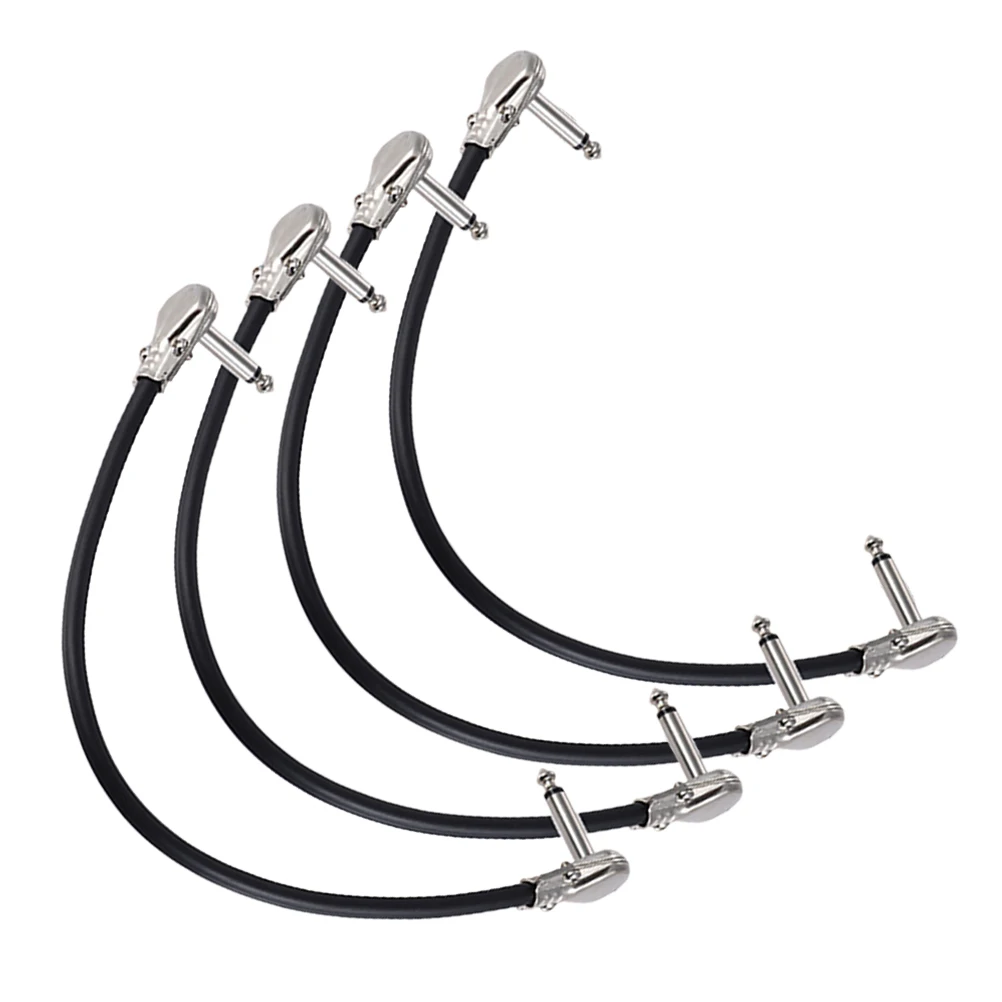 

4 Pcs 30cm Silver Flat Head Electric Guitar Effect Pedal Patch Cables 6.35mm PVC Instrument Cables Durable Stable