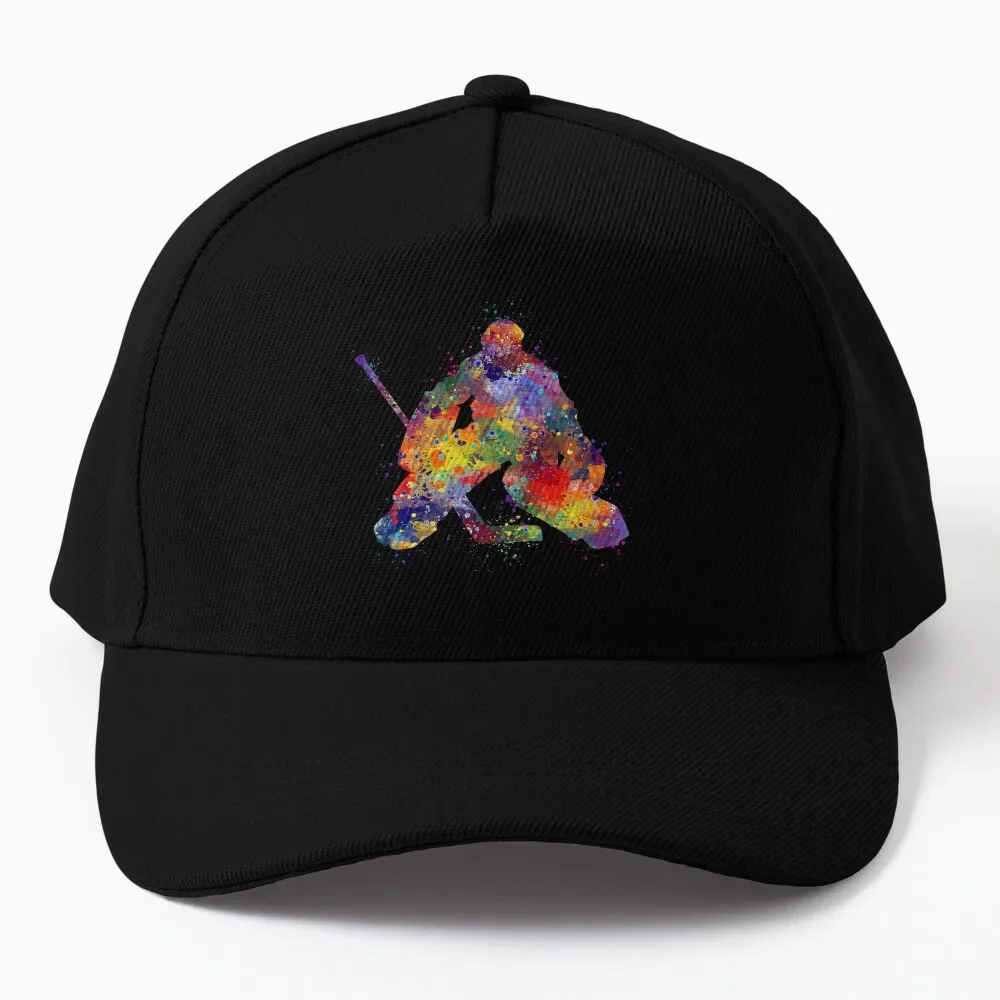 Ice Hockey Goalie Boy Watercolor Silhouette Baseball Cap Sun Hat For Children sun hat Icon Women's Men's