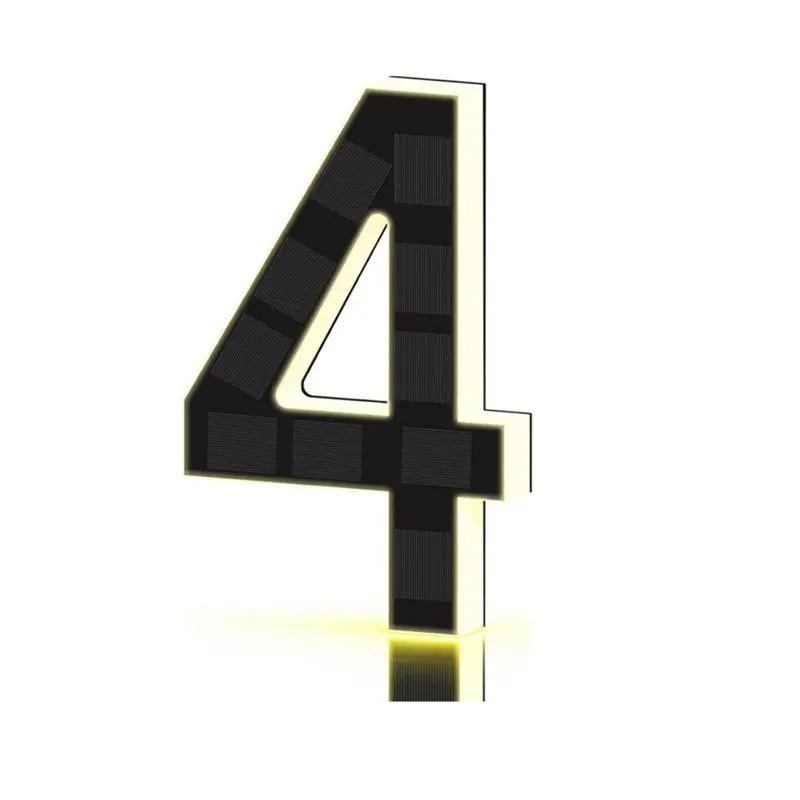 ABMI-Solar Powered Outdoor House Number Light 17CM Solar Lighted House Numbers For Yard For Street Door Plate For Outside Four,