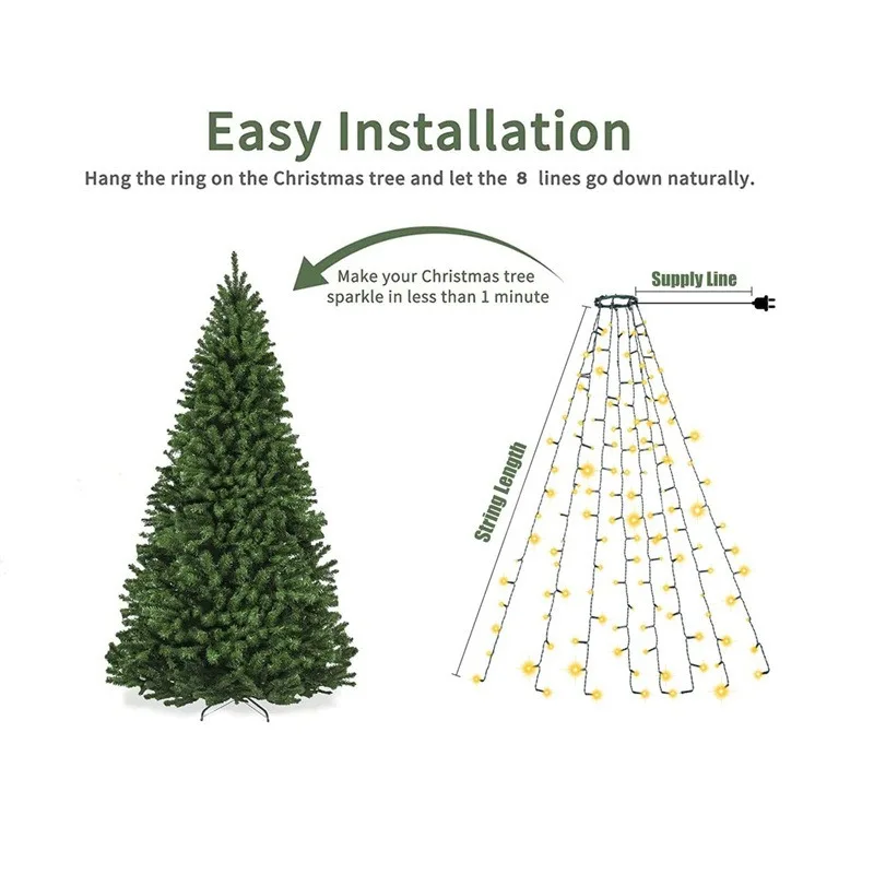 280 LED Christmas Tree Lights String Holiday Outdoor Garden Fairy Waterfall Garland Lighs for Wedding New Year Easter Home Party