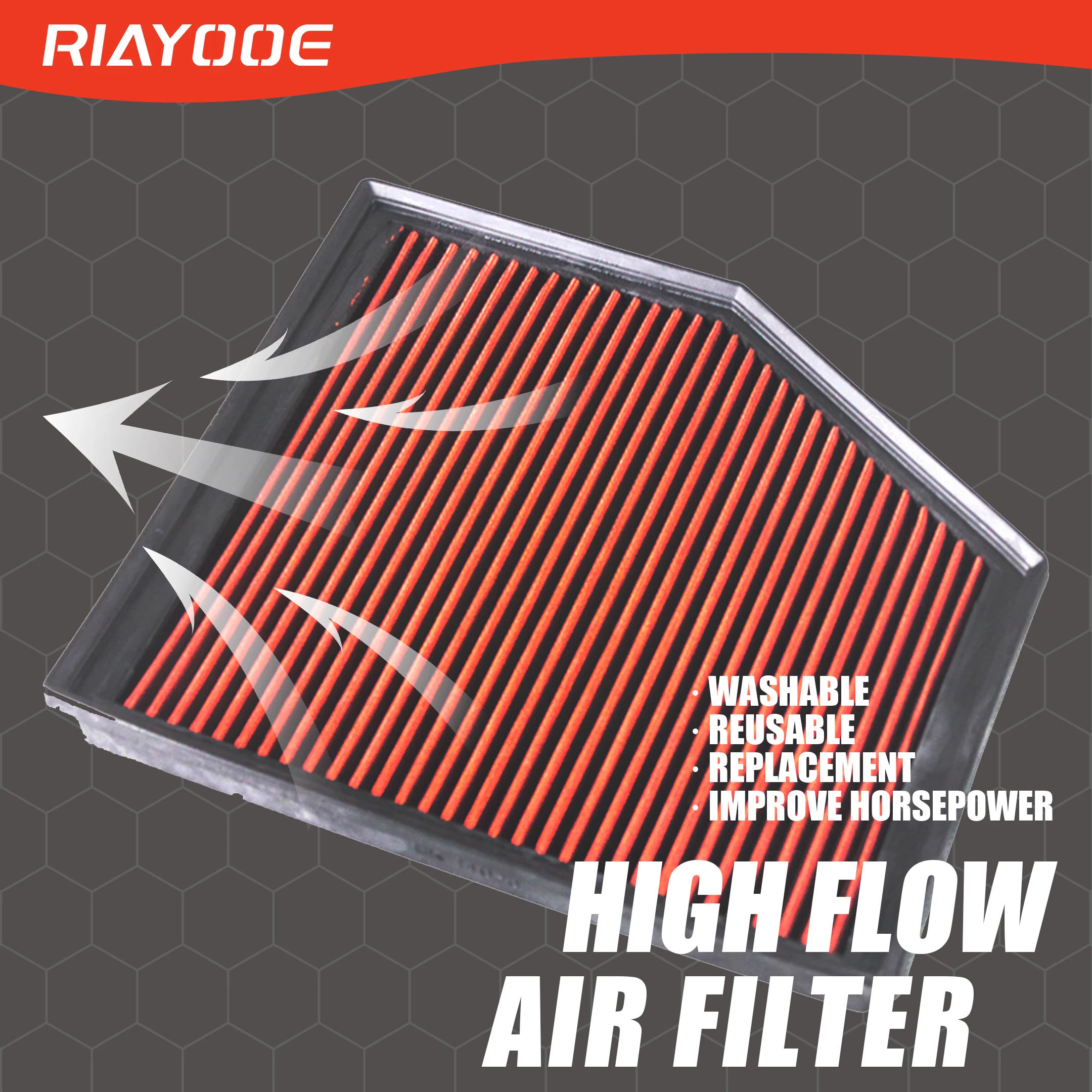 

High Flow Car Air Intake Filter for BMW 520i 540i 545i 550i 645Ci 650i Gas Performance Sport Air Filter Reusable Washable