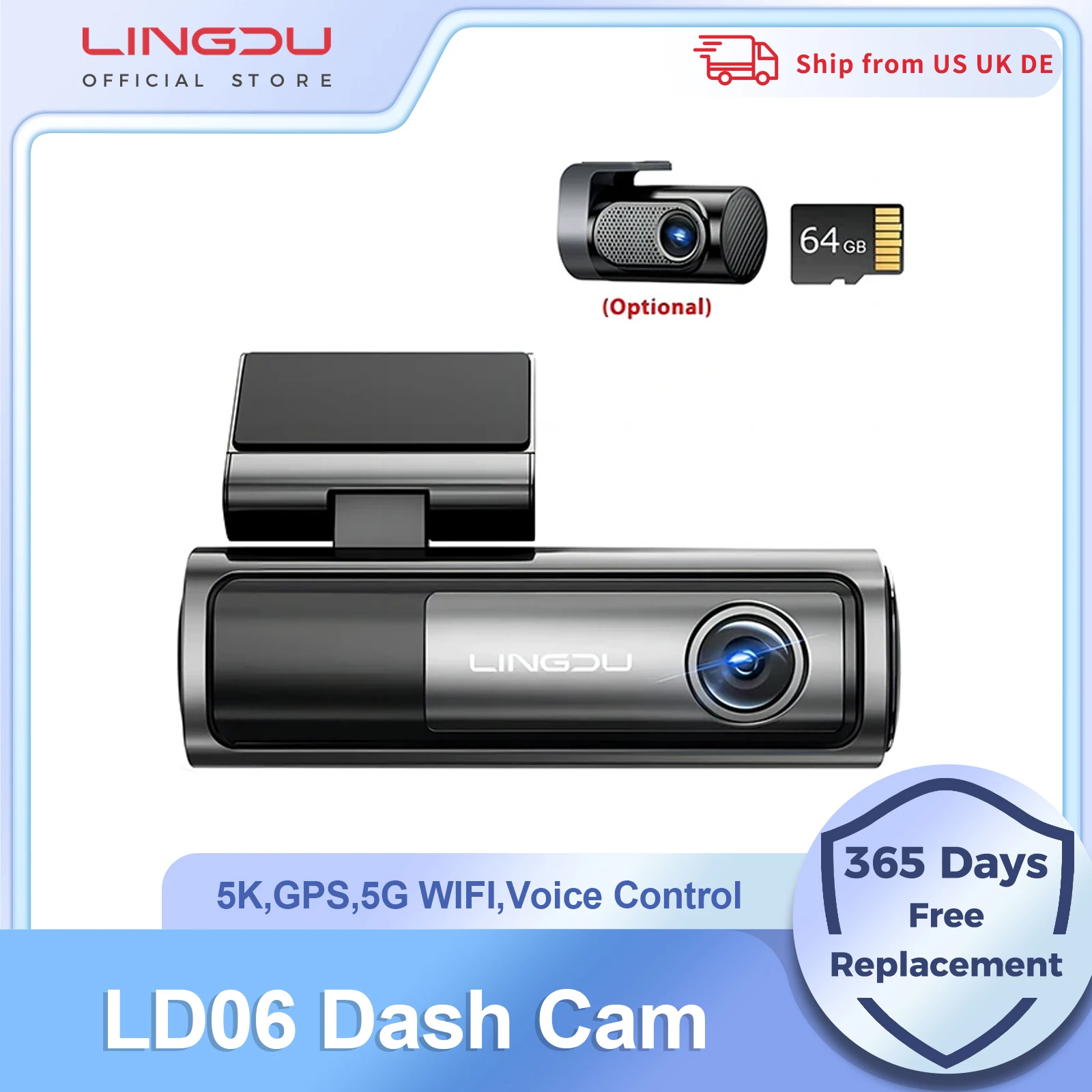 

LINGDU LD06 Dash Cam 4K Front 2K Rear Cam Car DVR 5.8Gh WiFi GPS Support BT Voice Control 24H Parking Monitor WDR Night Vision