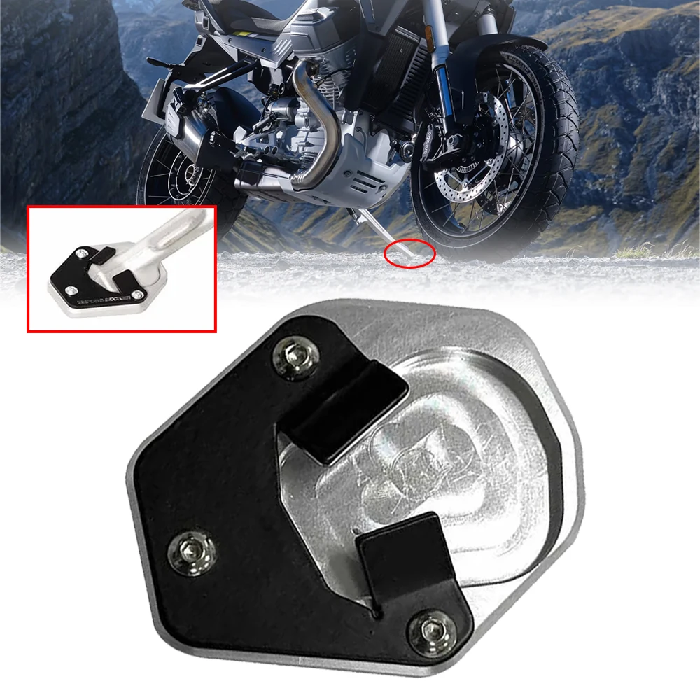 

Motorcycle Accessories CNC Aluminium Side Stand Enlarged Adapter Support Extension Foot Pad Fit For Moto Guzzi Stelvio 2024 2025