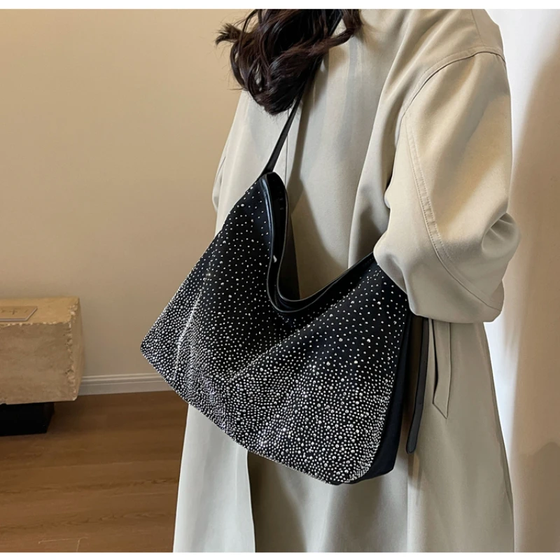 Canvas Shoulder Bags Casual Solid Zipper Diamonds Women‘s Bags Hot Sale 2024 Cusual Tote High Quality Bolso De Mano De Mujer