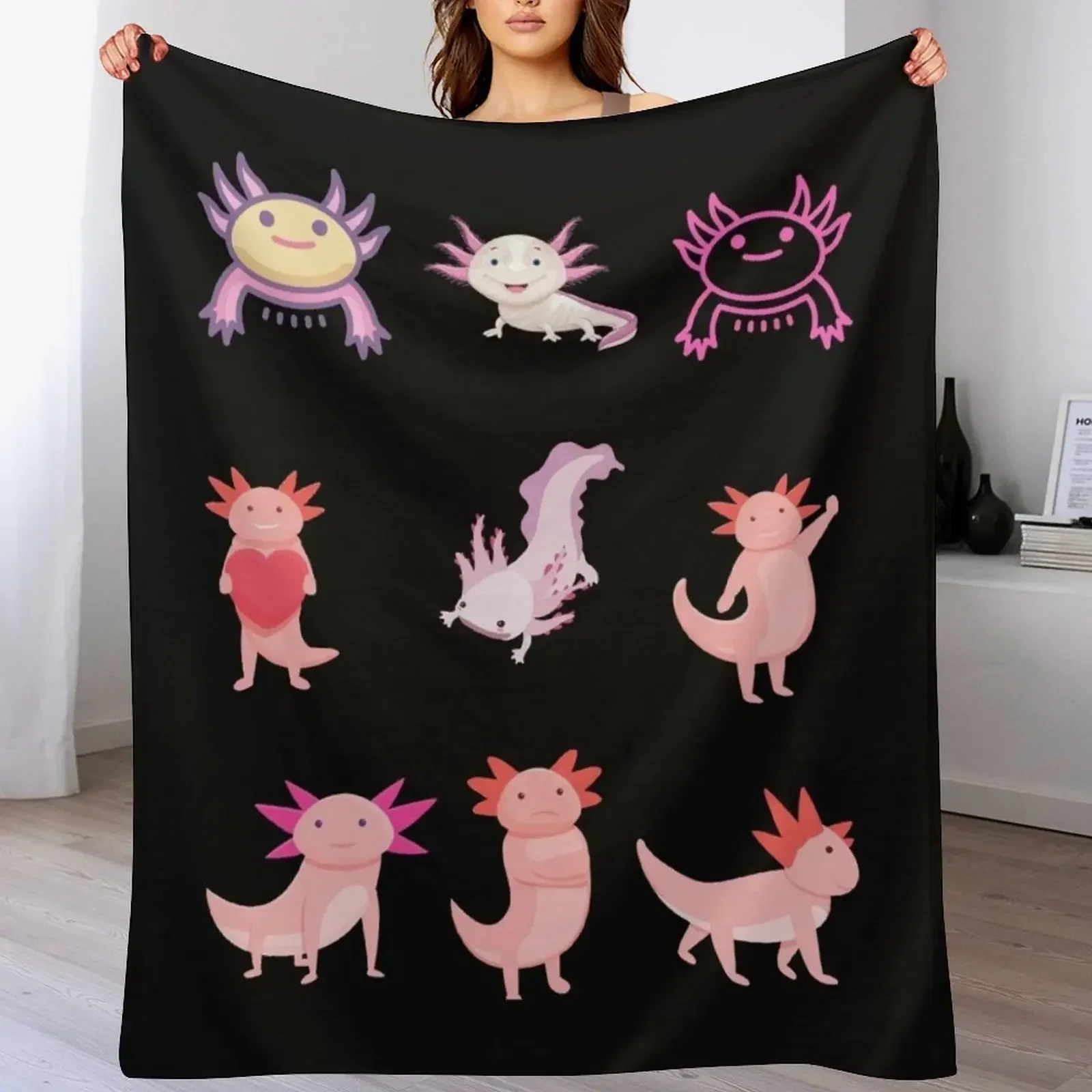 New Tiny Axolotl-Tiny Happy Axolotl Throw Blanket Blankets For Baby Vintage Travel Summer Blankets