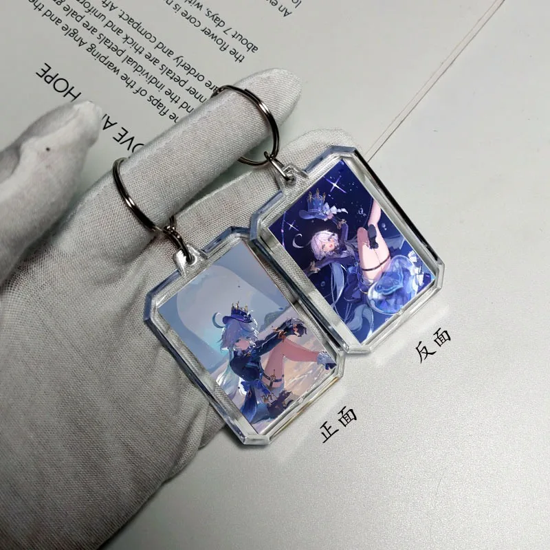 Genshin Impact Furina de Fontaine Kawaii мультяшный узор двусторонний брелок аниме товары небольшой подарок