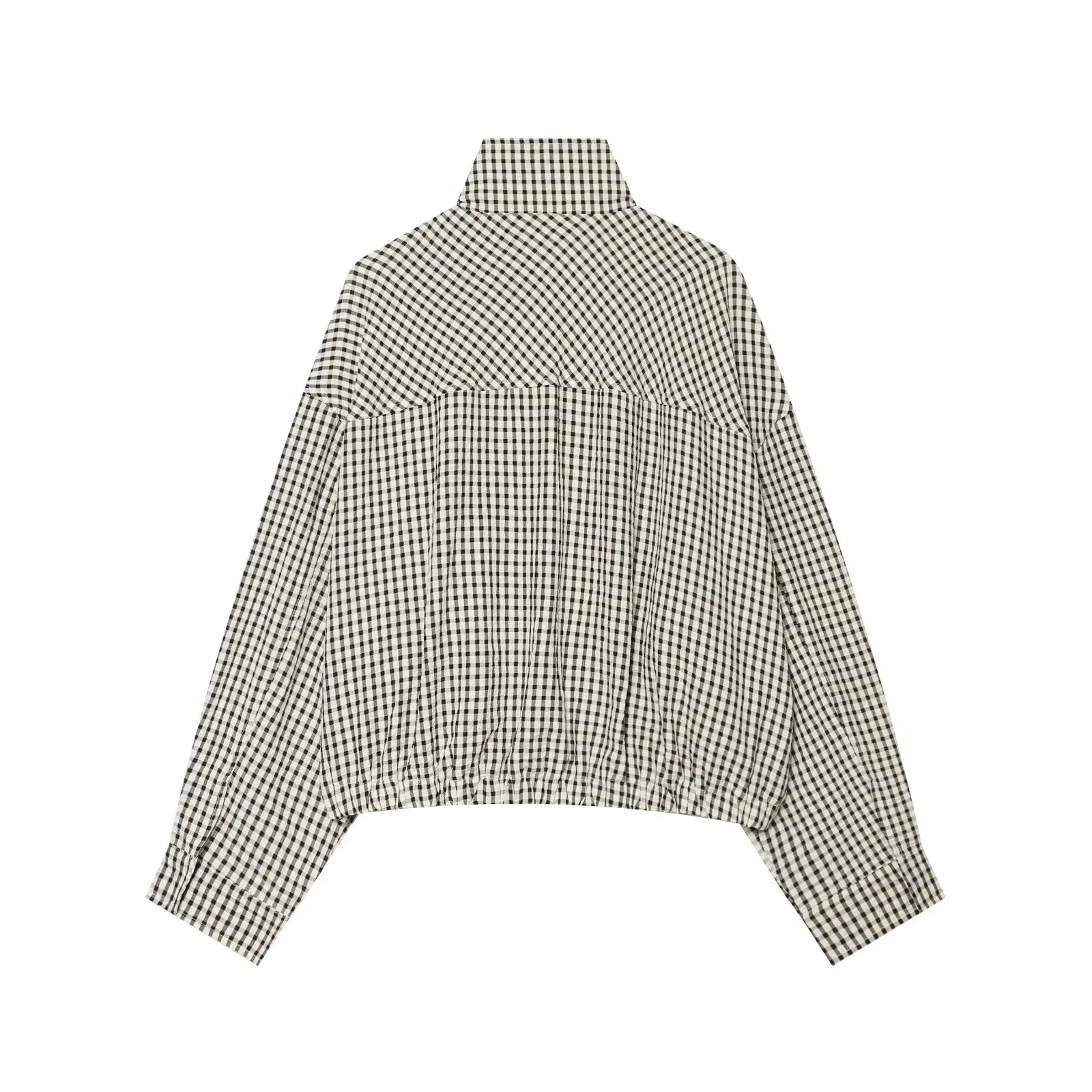 European and American style 2026 new summer women's casual long-sleeved stand collar plaid bomber jacket