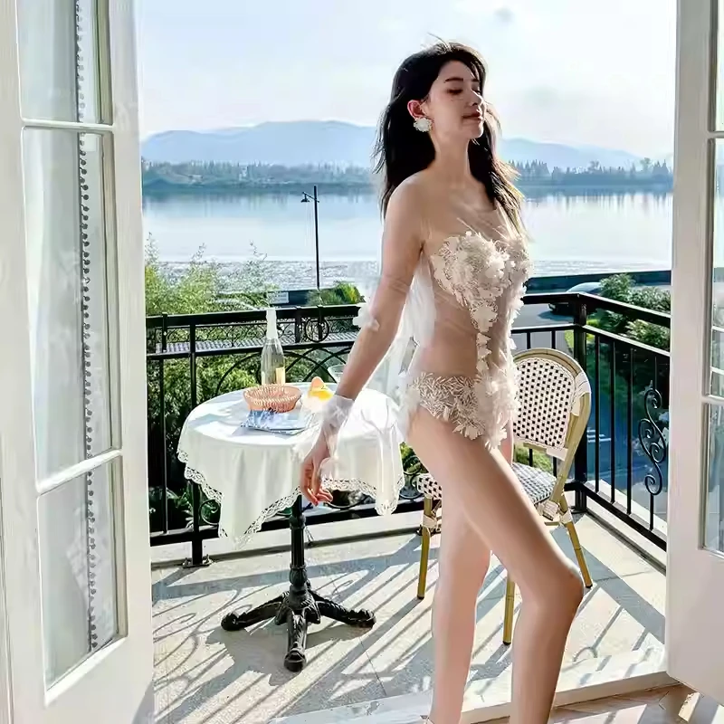 セクシーなワンピースの花びらのブラ,純粋な風,海のロールプレイ,スパ,休暇,ビーチコルセット,マーメイドスタイル,オリジナルデザイン