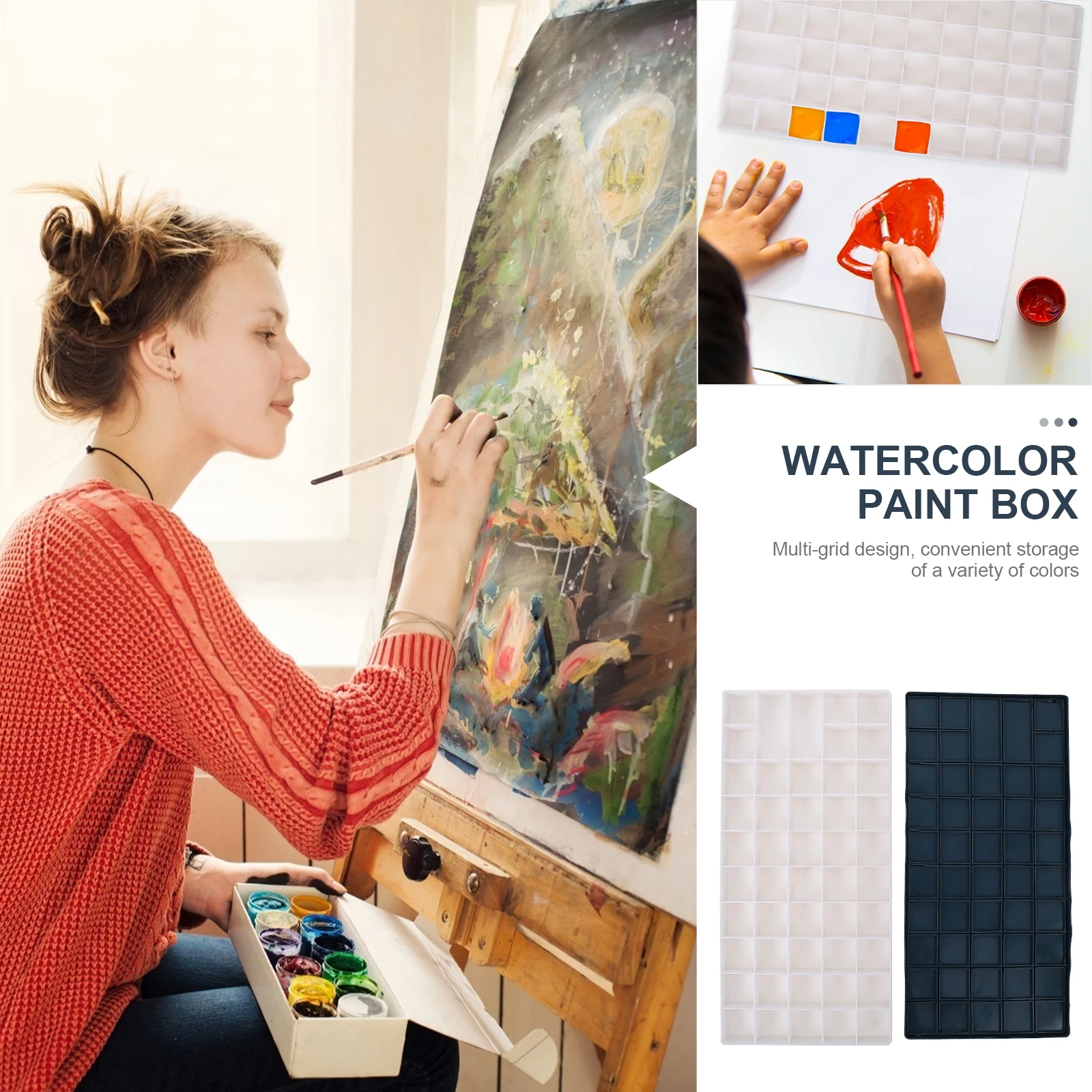 

Pigment Trays Watercolor Paint Box Color Mixing Case For Artist Student Kids Empty Watercolor Holder Art Drawing Tools