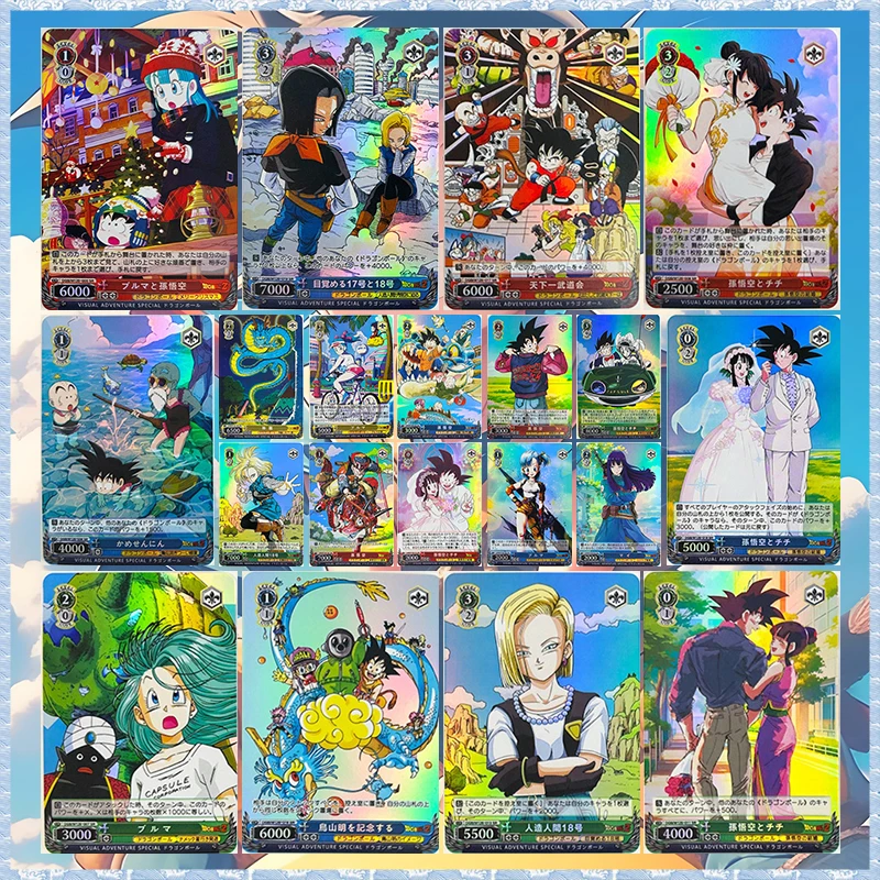 Japanese Anime Dragon Ball DIY ACG Bulma Android 18 Krillin Android 17 Son Goku Chichi Game Collectible Cards Birthday Toy Gift