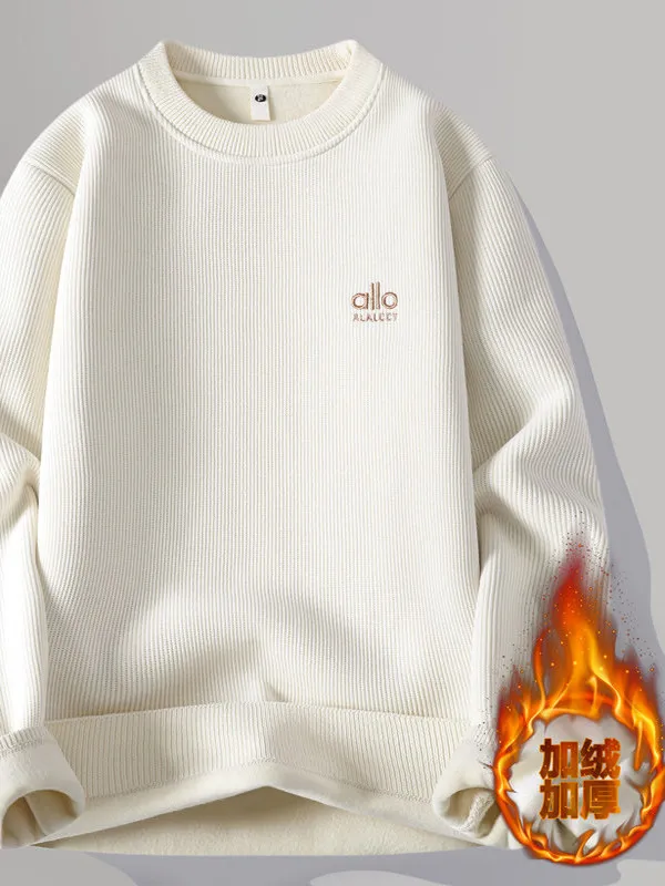 

Men's Fce Lined Thiened round Ne Knitted Sweater Warm Inteated Fce Casual Youth Student Sle Base Layer Top