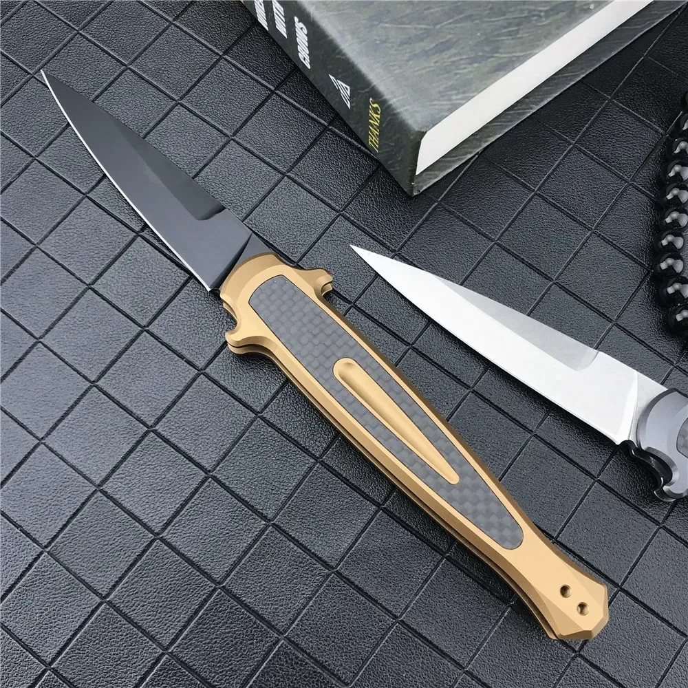 KS 7150 Launch 8 Folding Pocket Knife D2 Steel Blade Aluminum Alloy Inlaid with Carbon Fiber Handles  Sharp Rescue EDC Tools