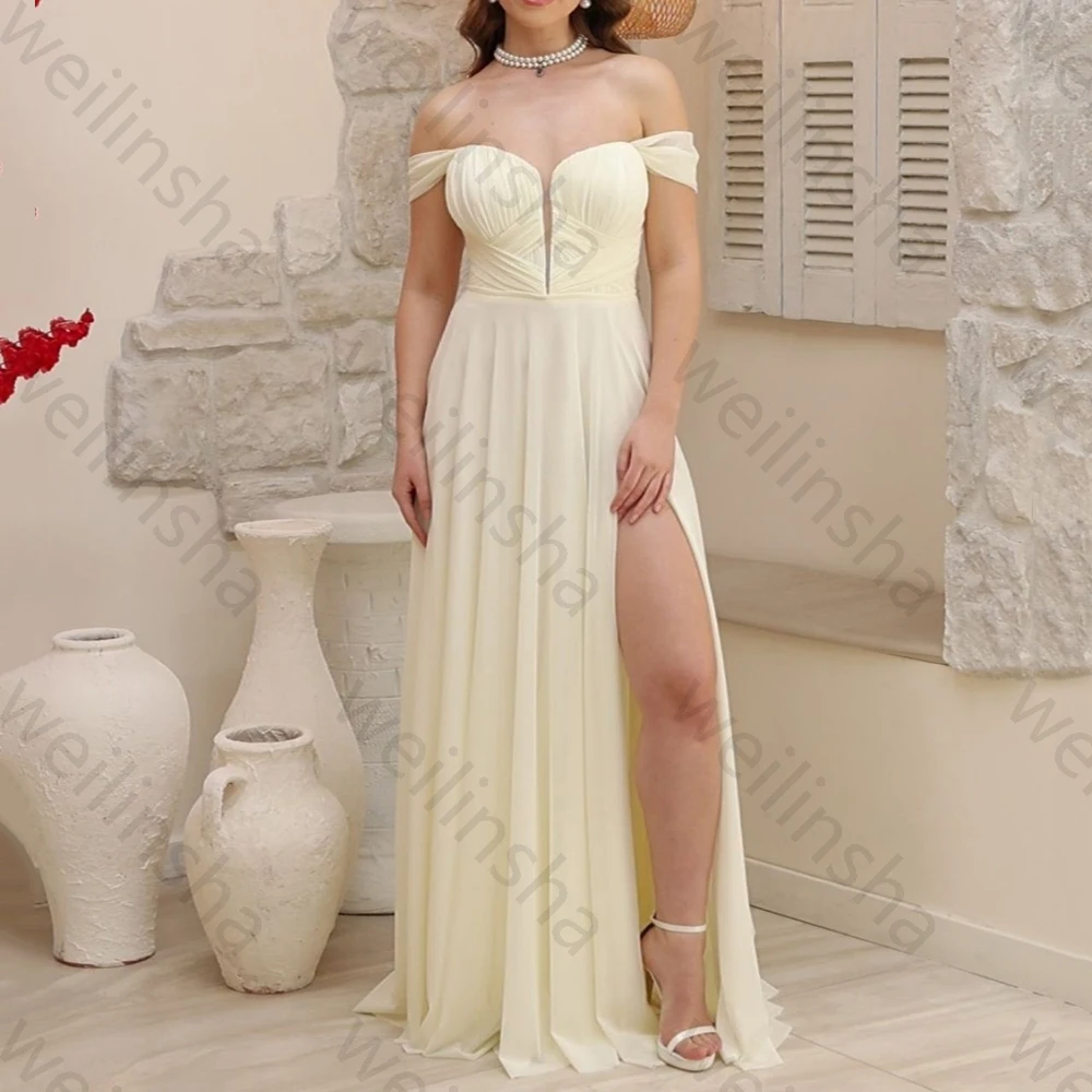 

Sexy Off Shoulder Short Sleeves Evening Dresses Side Slit Celebrity Long Dress Exquisite High Quality Prom Party Gown Customized