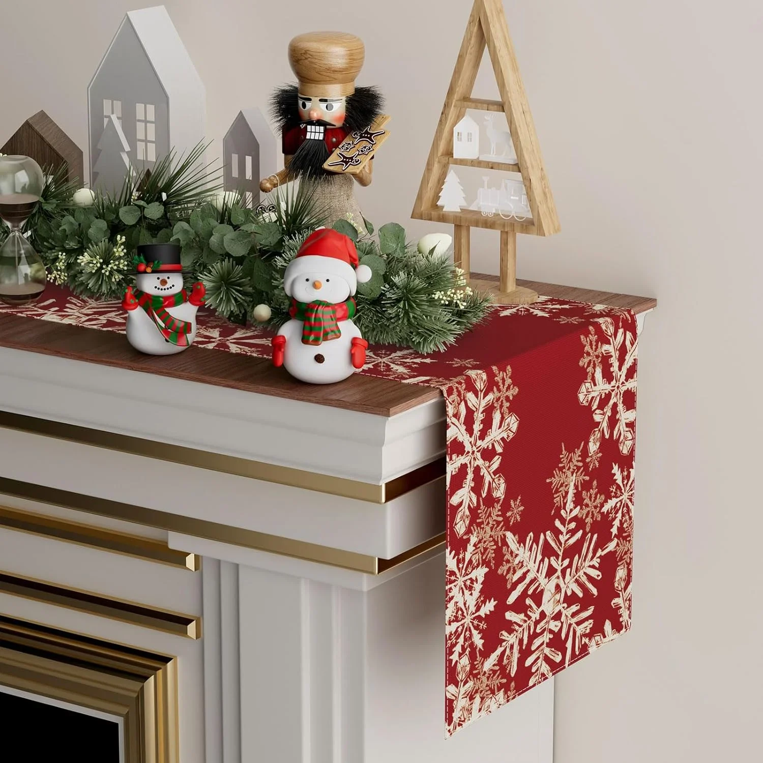 Merry Christmas Table Runner Snowflake Party Restaurant Kitchen Dining Table Ornament Accessories Decor