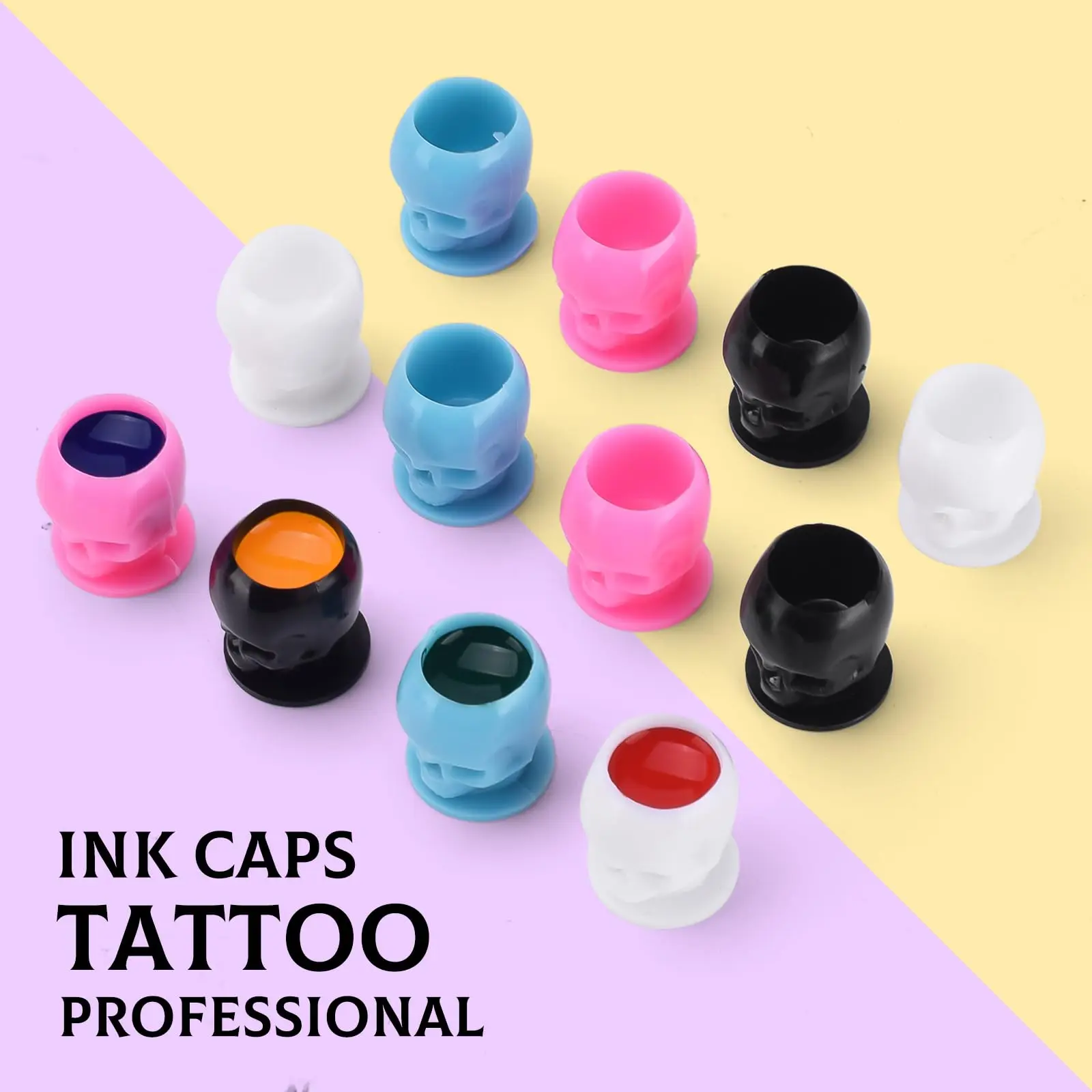 

Tattoo Pigment Cup Skull Tattoo Ink Cups With Base Color Pigment Cup Tattoo supplies Disposable Tattoo Accessories