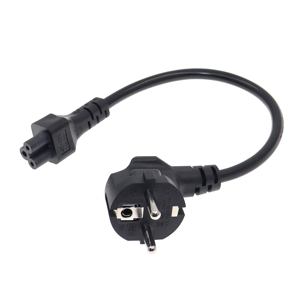 1ft European Short Travel Power Cord CEE7/7 Male To IEC 320 C5 Female for Laptop Notebook, Schuko To C5 Cord