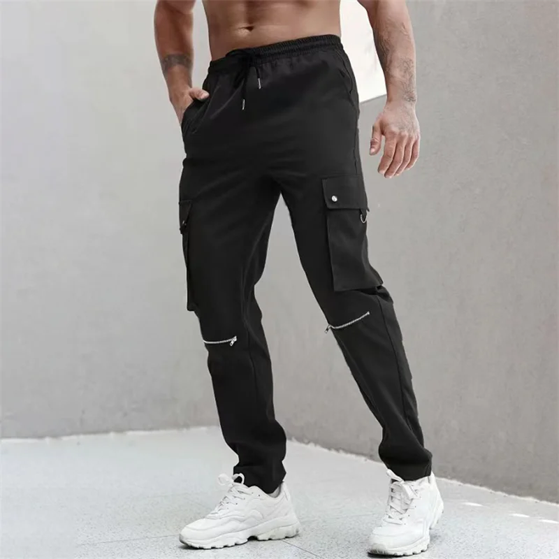 Thorn Tree Men Fashion Cargo Pants Solid Color Drawstring Elastic Waist Trousers Fall Winter Casual Jogger Pants Sweatpants 2025