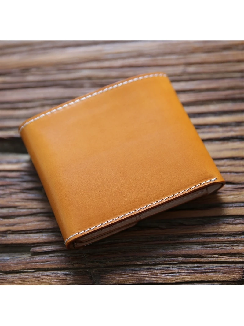 Handmade Retro Men's Short Genuine Leather Wallet Skeleton-Skin First Layer Cowhide Youth