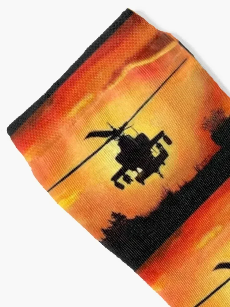 AH-64 Apache Helicopter Oil Painting Socks fashionable colored Women's Socks Men's