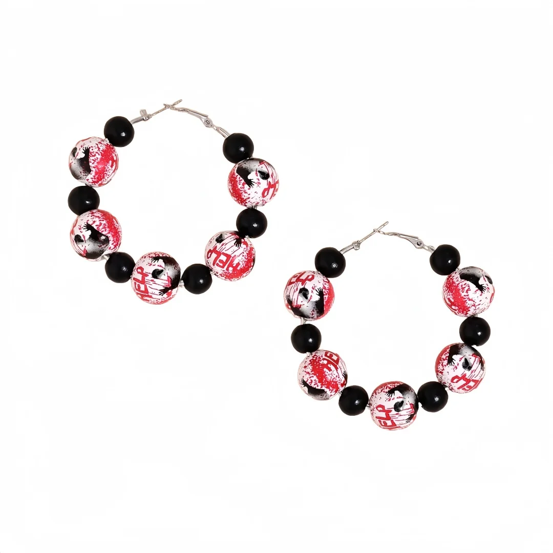 

Halloween Earrings for Women Exaggerated Personality Wooden Beads Drop Design Festival Party Statement Jewelry Gift