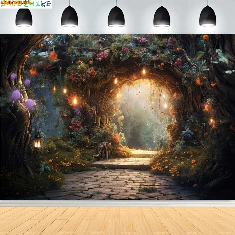 Fairy Tale Mystic Medieval Castle Photography Backdrops Props Landscape Witch Magical Book Fantassy World Forest Background MA07