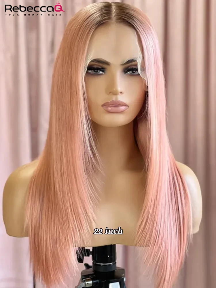 Pink Straight Lace Front Wigs 13x6x1 Lace Part Human Hair Wig For Women Transparent Lace Highlight Colored Brazilian Remy Hair