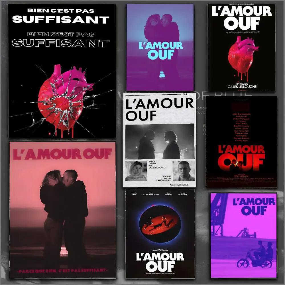L'Amour Ouf Beating Hearts Movie Romantic Poster Modern Aesthetic Wall Art Print Minimalist Bedroom Living Room Home Decor Gift