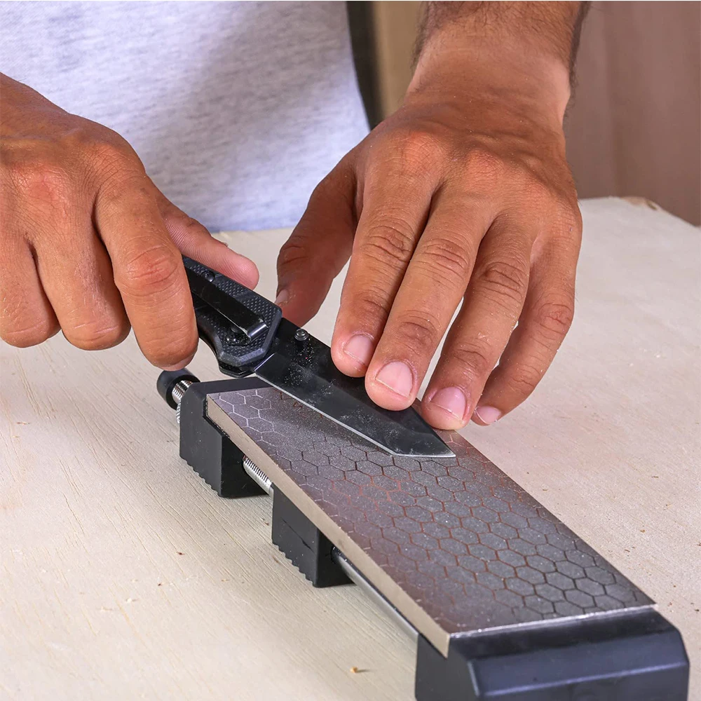 Double-Side Base Diamond Sharpening Stone w/ Non-Slip Holder Whetstone Knife Kitchen Grit Chef Grinding 400/1000 Grit Sharpener