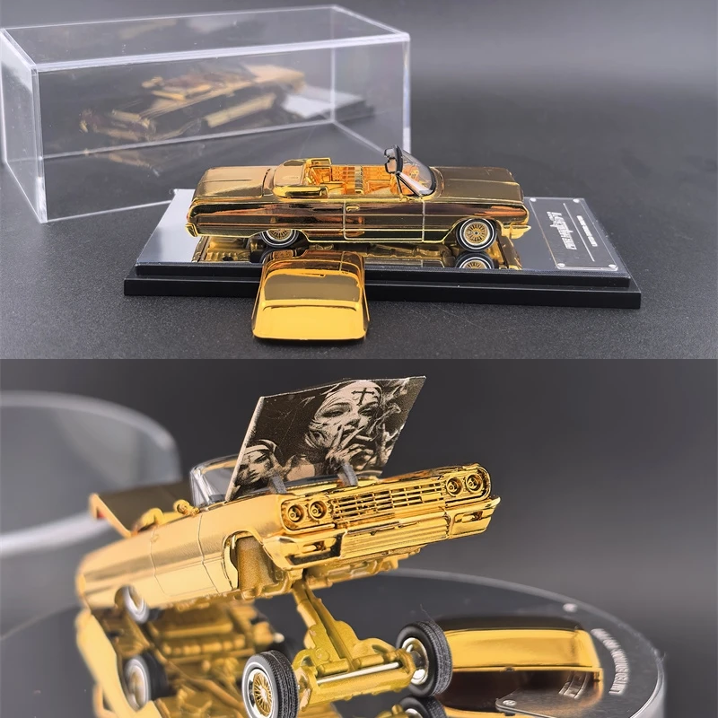 [Preventa] Fine Works64 1:64 Impala Lowrider, Modelo de Auto Fundido a Presión en Dorado Electroplacado