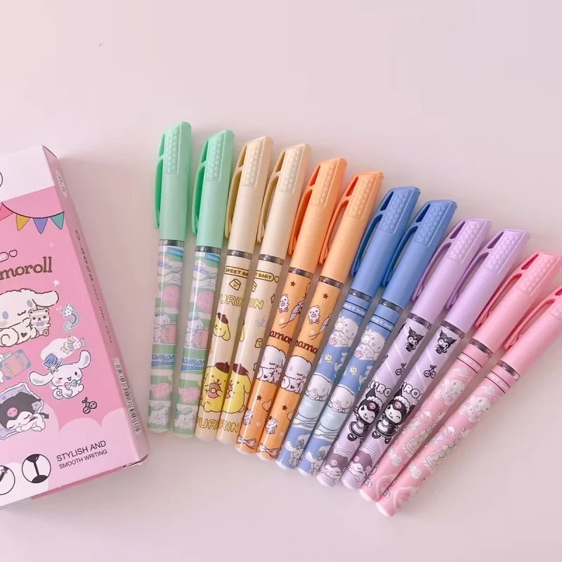

48pcs/lot Sanrio Kuromi Melody Cinnamoroll Gel Pen Cute PomPomPurin 0.5mm Black Ink Neutral Pens School Supplies
