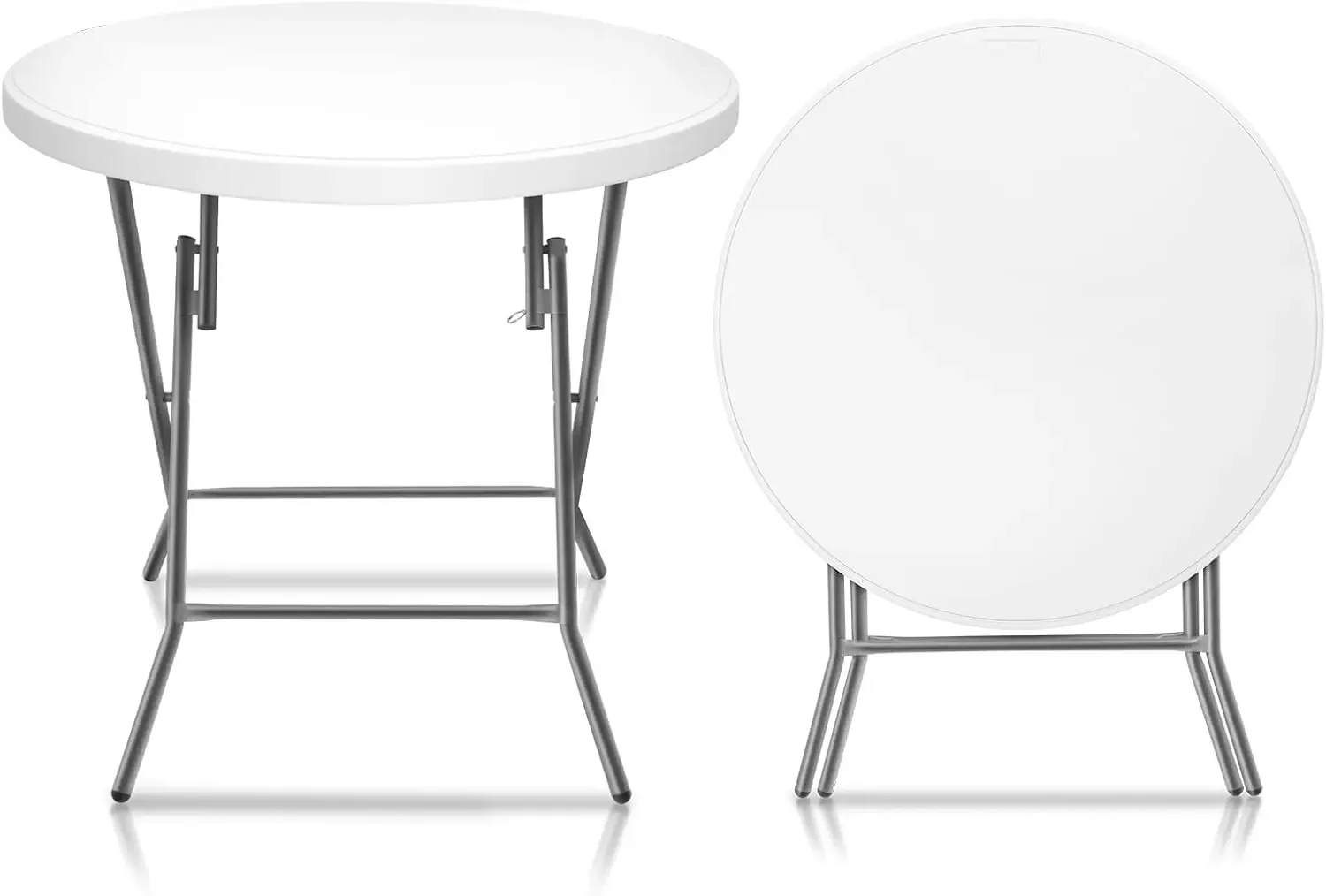 

32" Round Folding Commercial Banquet Table, Portable Plastic Coffee Card Dining Table for Kitchen or Outdoor Party Wedding Event