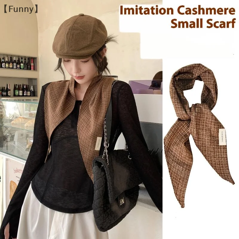 [مضحك] وشاح مثلث منقوش محبوك بمزاج الراقية شال دافئ الحجاب متعدد الوظائف وشاح صغير غير رسمي