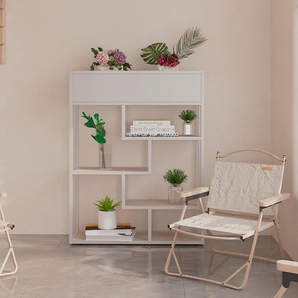 Bookshelf 4 Tier Modern Bookcase, Multifunctional Flower Stand and Bookshelf, Modern Plant Display Rack for Home Decor