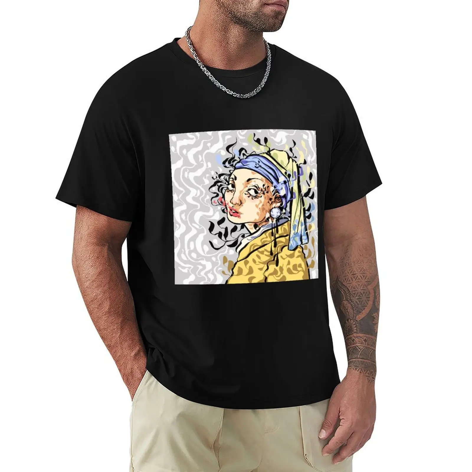 Girl With a Pearl Earring T-Shirt t shirts for man slim fit T-Shirt
