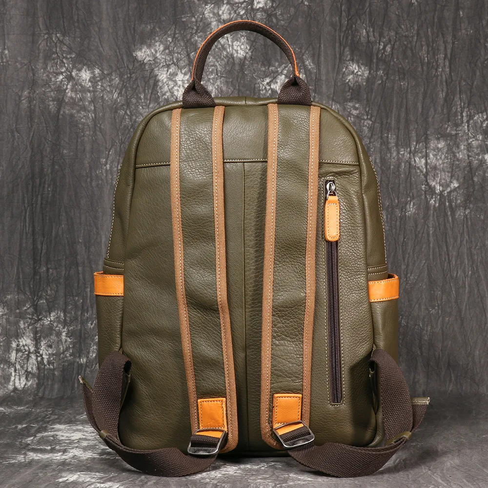 Men's Genuine Leather Travel Backpack Leisure College Teenager Backpacks School Backpack Man 15" Laptop Bag Leathfocus