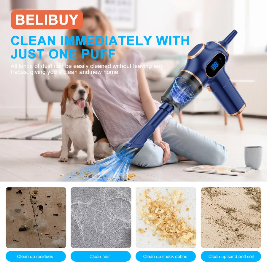 BELIBUY Wireless Car Vacuum Cleaner Home Appliance Sofa Cleaning Machine High-Power Household Carpet Cleaner Mini Vacuum Cleaner