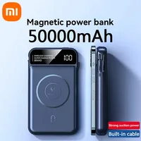 Xiaomi 50000mah Power Bank Magnetic Wireless Magsafe PowerBank Portable Built-in Wire Fast Charging Battery For Samsung iPhone