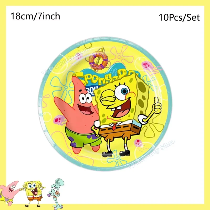SpongeBob Schwammkopf Geburtstagsparty Dekorations-Set Tischgeschirr Becher Teller Tischdecke Luftballons Babyparty Kinderparty Geschenke – Detail 2