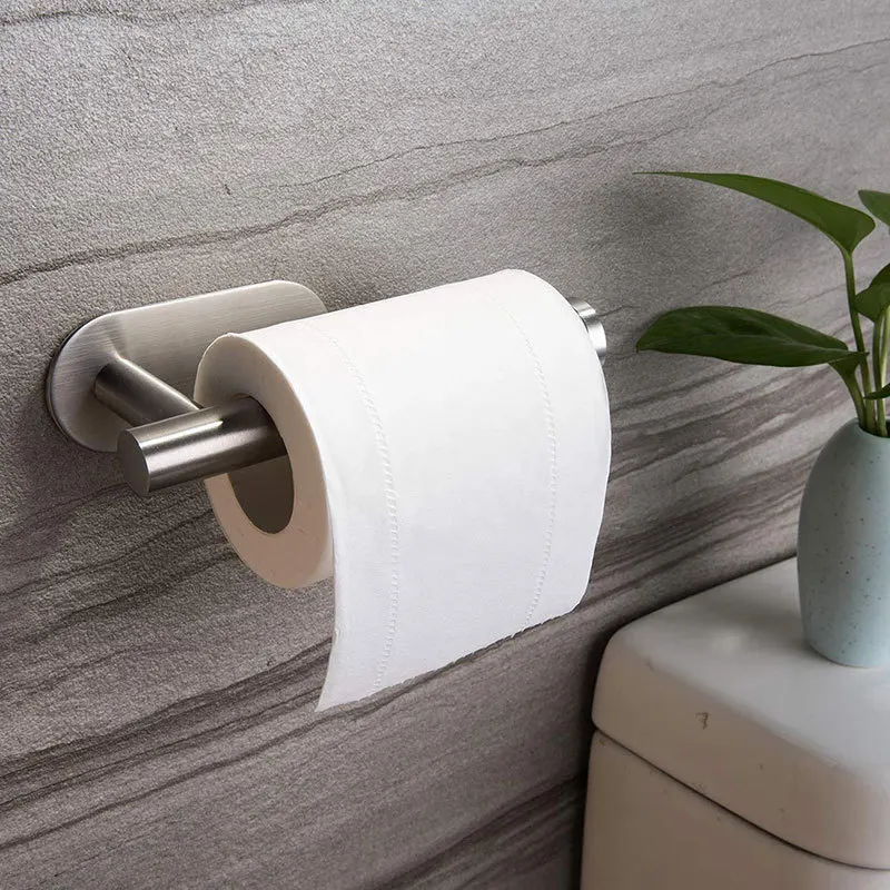 Self-Stick Toilet Paper Holder Wall Mount For Bathroom Kitchen Silver Gold Black Towel Storage Stand Stainless Steel Tissue Rack