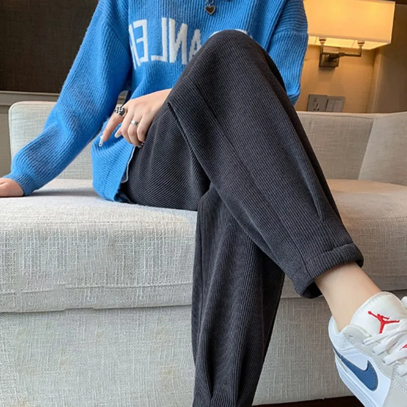 Primavera Autunno Nuovo Stile A Vita Alta Versatile Moda Pantaloni Della Tuta Allentati delle Donne Sottile Gamba-Cravatta Harem Carota Dimagrante Pantaloni Casuali