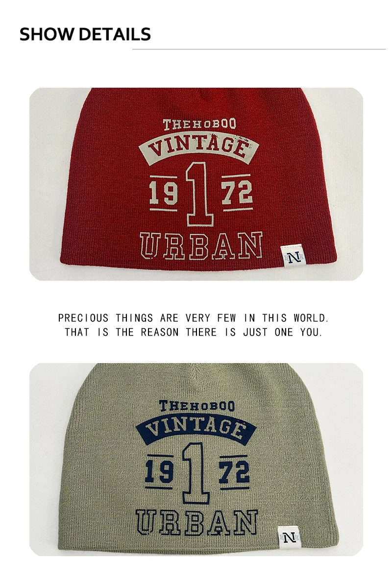 Neue Herren- und Damenmützen im amerikanischen Retro-Stil mit Offsetdruck, warme, vielseitige Outdoor-Beanies für Klettern, Mode und Skifahren. – Detail 3