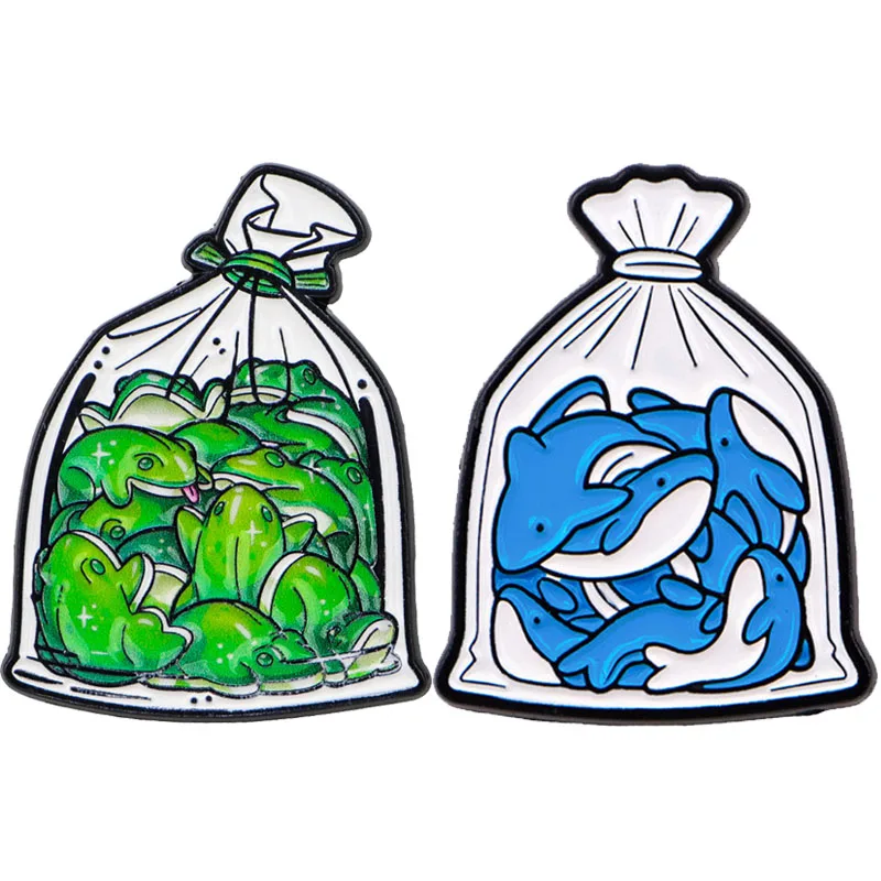 Enamel Pins Funny Pocket Animal Series Whale Frog Metal Creative Brooches Lapel Pins Badge on Backpack Clothing Accessories Gift