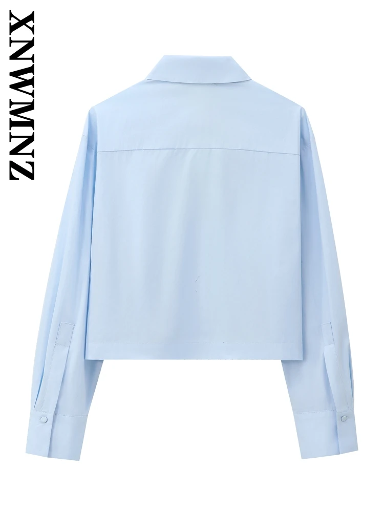 XNWMNZ 2024 Autumn New Woman's Chic Outerwear Shirt Casual Woman Solid Color Long Sleeve Turn-down Collar Top Regular Fit Coat