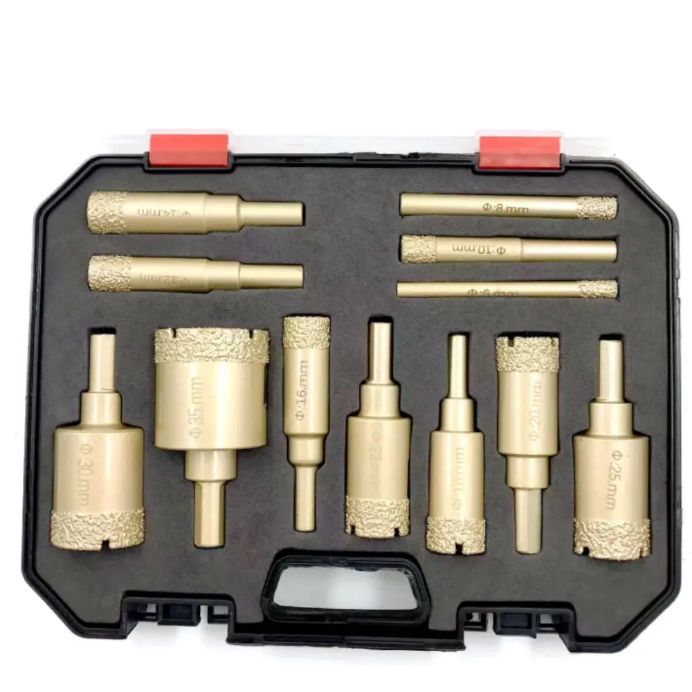 

Vacuum Brazed Adamas Drill Bits 12pcs Set 6-35mm Size Core Drill Bit Gold Color Adamas Coated Drill Stone Tile Work