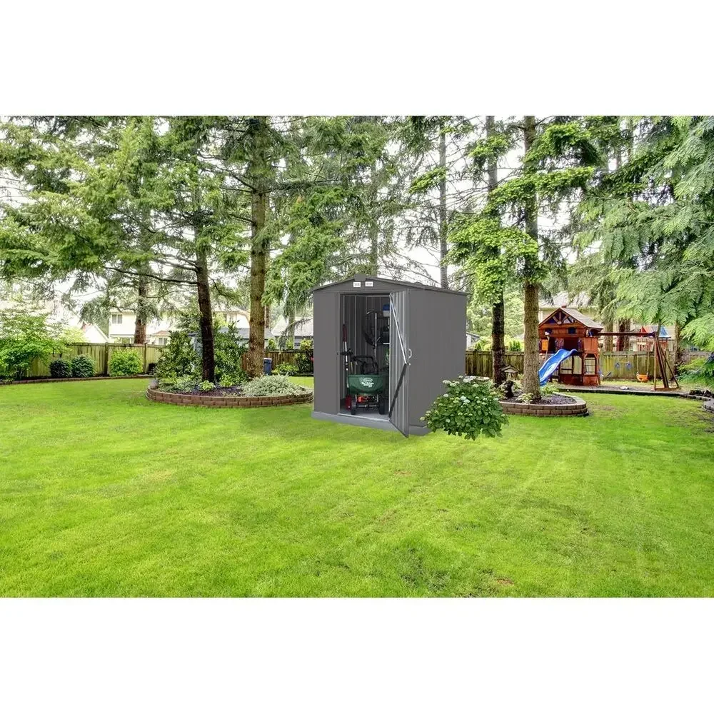 6' x 5' Galvanized Steel Low Gable Storage Shed with Peak Roof in Charcoal