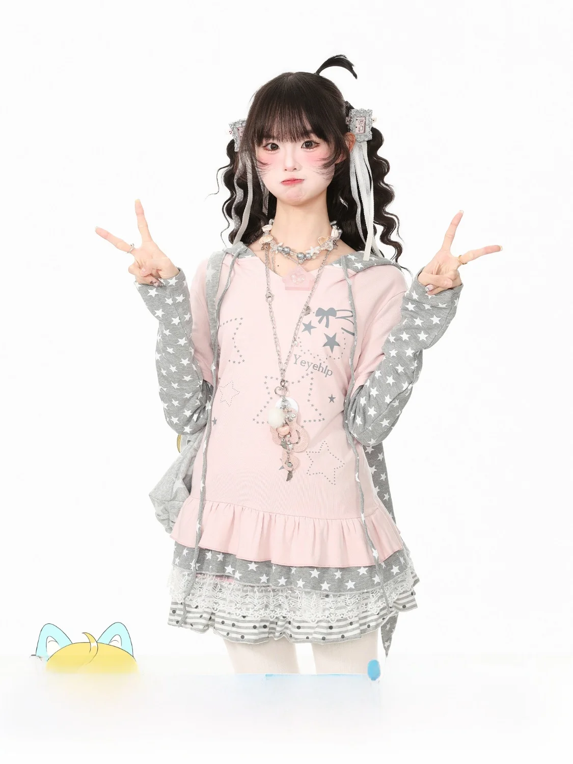 Blue Ghost Park Languid Park Casual Long Sleeve Hoodie T-shirt Women's Autumn Leisure Top Star Pattern Standard Fit Straight Cut
