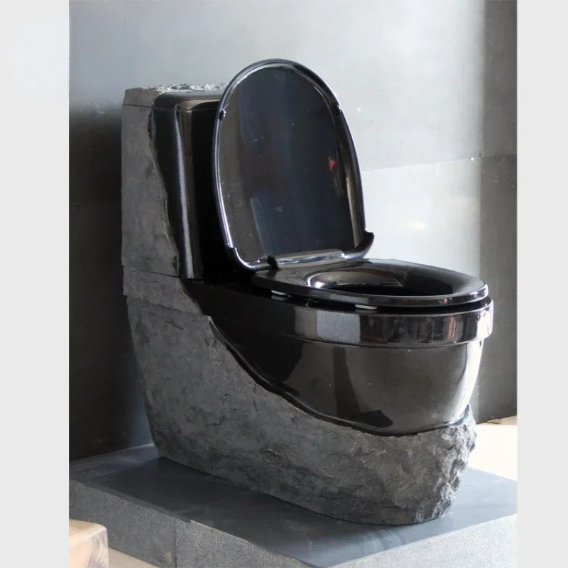 Durable and luxurious black natural stone toilets
